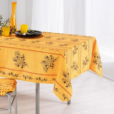 Nappe Anti Tache Provençale Polyester Olivou Jaune - 150x240cm