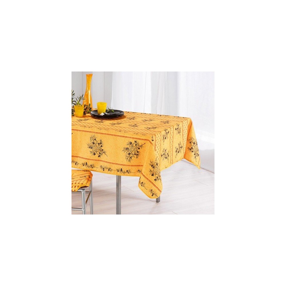Nappe Anti Tache Provençale Polyester Olivou Jaune - 150x240cm
