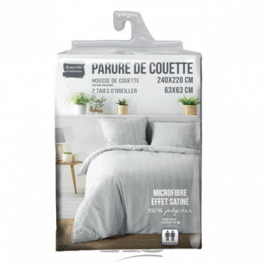 Parure de Lit - Cléo UNI Housse de Couette 240 x 220 cm + Taies d'Oreiller