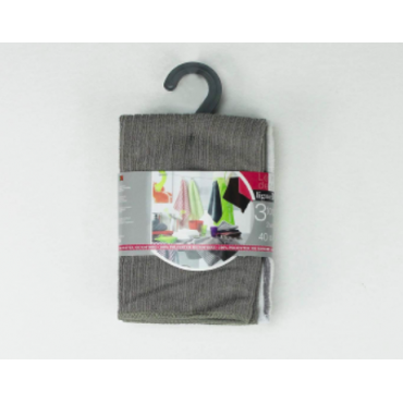 Lot de 3 Torchons -2 Unis/1 Rayé - Microfibre -  40 x 40 cm