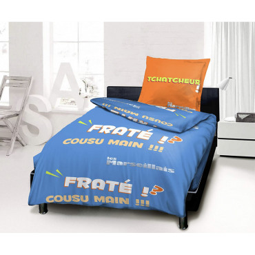 Housse De Couette Les Marseillais Fraté 140 X 200 cm + 1 Taie d'oreiller 63 X 63 cm - Coton 57 Fils
