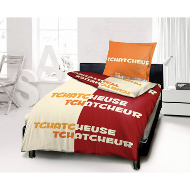 Housse De Couette Les Marseillais Tchatcheur 140 X 200 cm + 1 Taie d'oreiller 63 X 63 cm - Coton 57 Fils