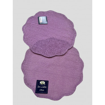 Lot de 2 sets de table ronds - 100 %fibre de papier -  38 cm (couleur : rose)