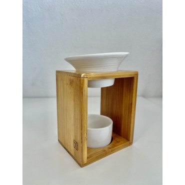 Diffuseur d'huile essentielle - Arina - Chauffe bougie - Bois/ Céramique