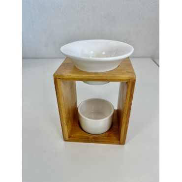 Diffuseur d'huile essentielle - Arina - Chauffe bougie - Bois/ Céramique
