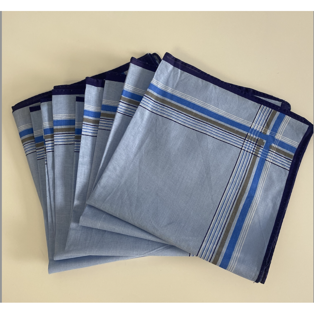 Mouchoirs Carré Bleu - 100% Coton - 38x38cm - Réutilisable