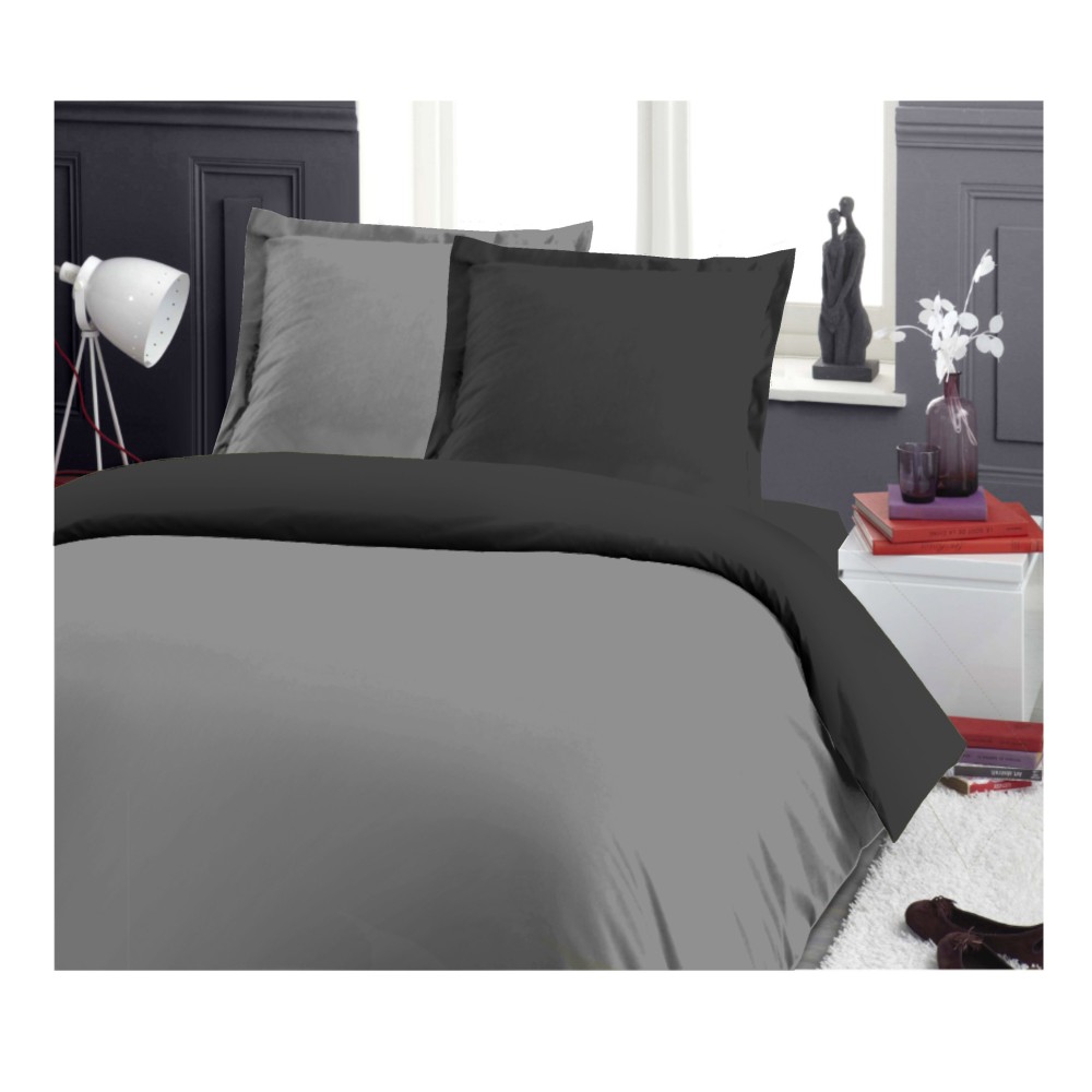 Parure de Lit Réversible 3 Pièces - Housse de Couette + 2 Taies d'oreiller - Bicolore