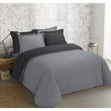 Parure de Lit Réversible 3 Pièces - Housse de Couette  + 2 Taies d'oreiller - Bicolore