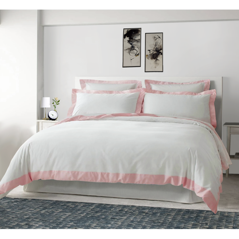 Parure de Lit 3 Pièces Bordure Coloré - Housse de Couette + 2 Taies d'Oreillers - Sublime