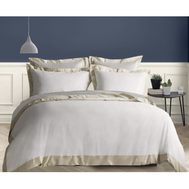 Parure de Lit 3 Pièces Bordure Coloré - Housse de Couette + 2 Taies d'Oreillers - Sublime