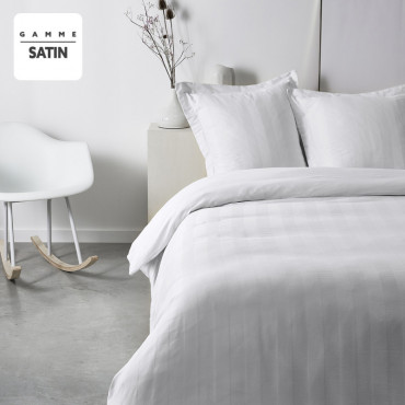 Parure de lit 100% Coton – Housse de Couette Prestige + Taies d’Oreillers 63x63cm – Satin de Coton