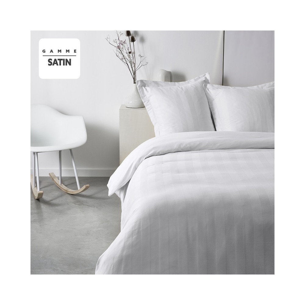 Parure de lit 100% Coton – Housse de Couette Prestige + Taies d’Oreillers 63x63cm – Satin de Coton