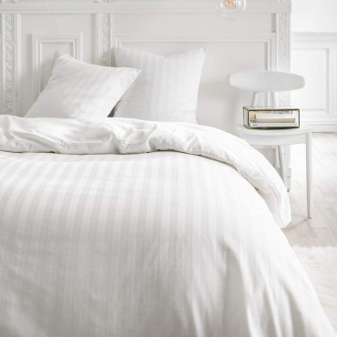 Parure de lit 100% Coton – Housse de Couette Prestige + Taies d’Oreillers 63x63cm – Satin de Coton