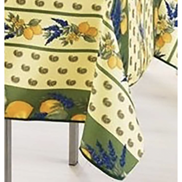 Nappe Provençale Rectangle Anti-Tâche 100% Polyester - Citron