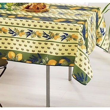 Nappe Provençale Rectangle Anti-Tâche 100% Polyester - Citron