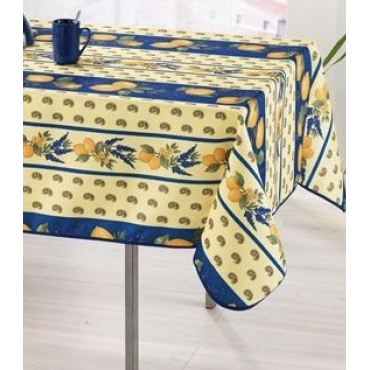 Nappe Provençale Rectangle Anti-Tâche 100% Polyester - Citron