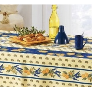 Nappe Provençale Rectangle Anti-Tâche 100% Polyester - Citron