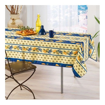Nappe Provençale Rectangle Anti-Tâche 100% Polyester - Citron