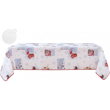 Nappe de Noël Rectangle - Tissu Antitache / Imperméable – Flocons – 150x240cm