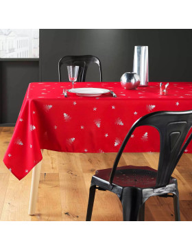 Nappe de Noël Rectangle - Tissu Antitache / Imperméable – Sapin argent  – Différentes tailles