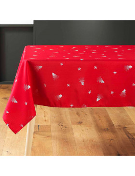 Nappe de Noël Rectangle - Tissu Antitache / Imperméable – Sapin argent  – Différentes tailles