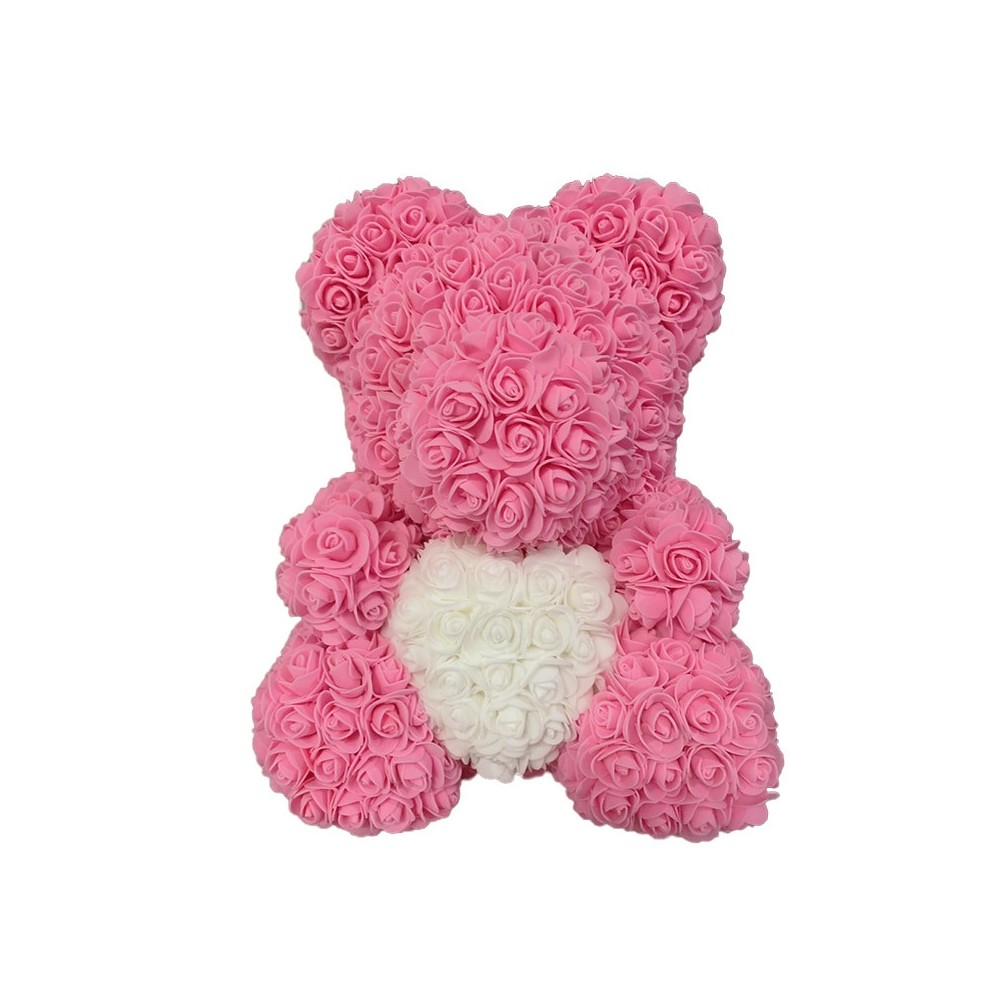 Ours en Rose avec Cœur dans sa boîte – H35cm