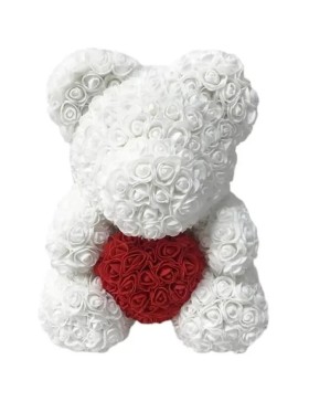 Ours en Rose avec Coeur dans sa boîte – Saint Valentin, Mariage, Noël, Cadeau, Anniversaire, Fête des Mères - H20cm