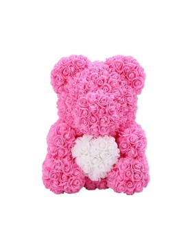 Ours en Rose avec Coeur dans sa boîte – Saint Valentin, Mariage, Noël, Cadeau, Anniversaire, Fête des Mères - H20cm