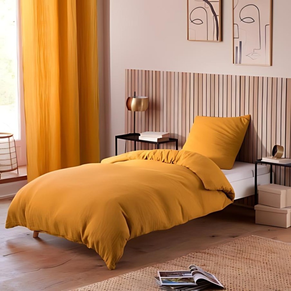Parure de Lit en Gaze de Coton - pour Lit Une Place - Parure de Couette 140x200cm