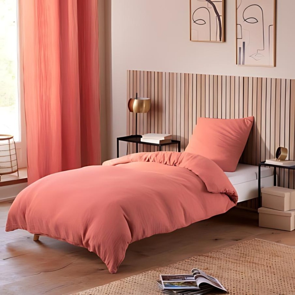 Parure de Lit en Gaze de Coton - pour Lit Une Place - Parure de Couette 140x200cm