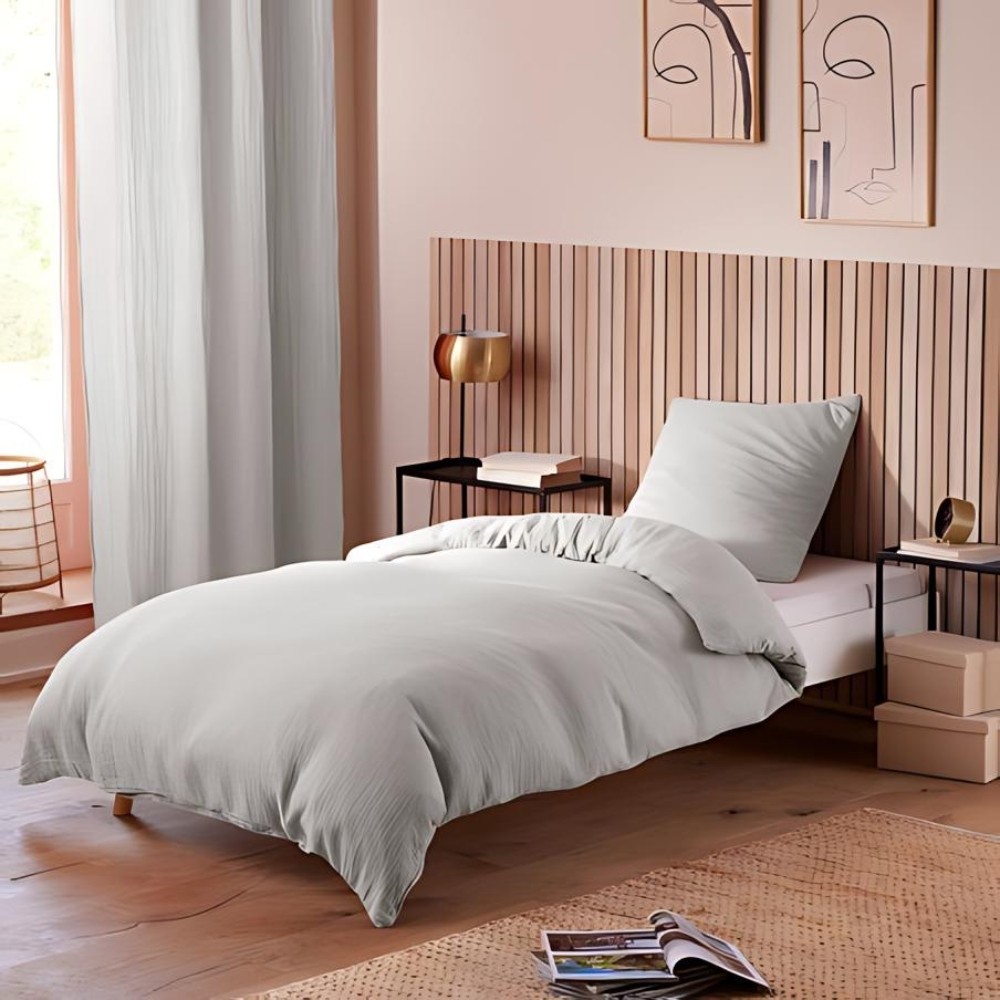 Parure de Lit en Gaze de Coton - pour Lit Une Place - Parure de Couette 140x200cm