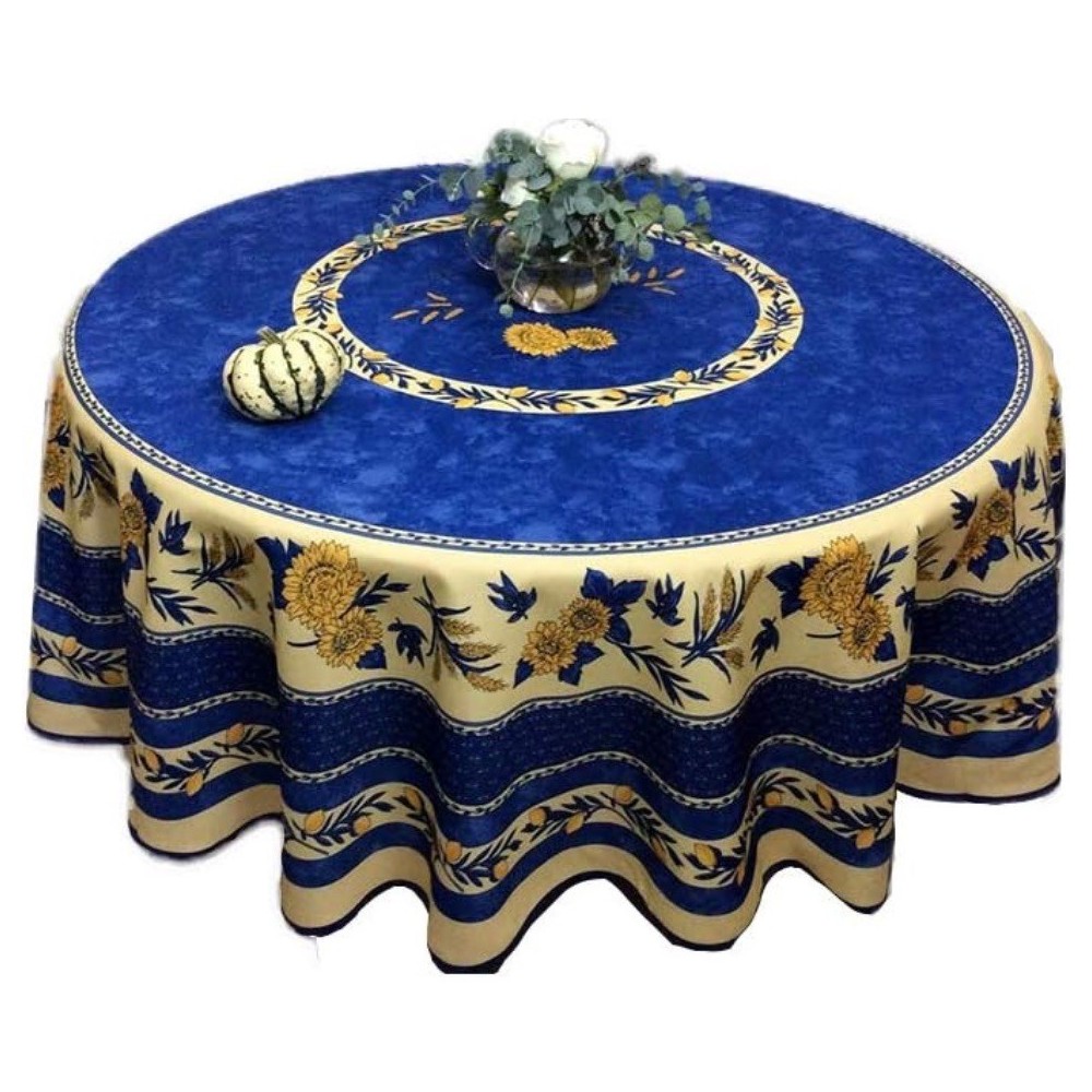 Nappe Provençale Ronde Anti-tâche Tournesol Abeille