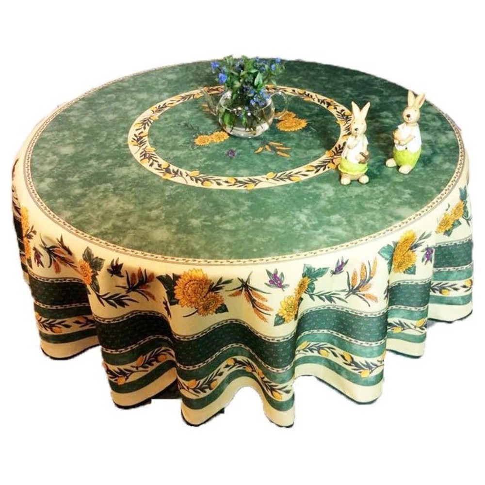 Nappe Provençale Ronde Anti-tâche Tournesol Abeille