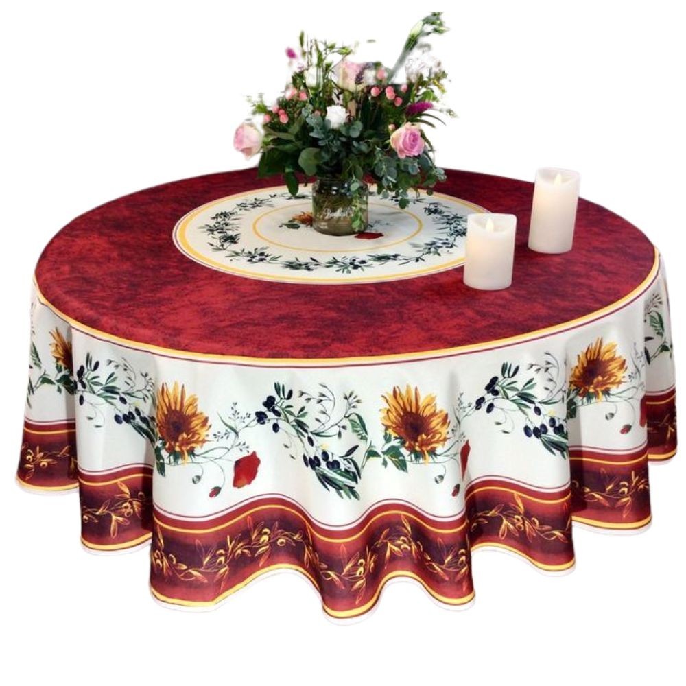Nappe de Table Anti-Tâches Motif Terracotta Beige 100% Polyester