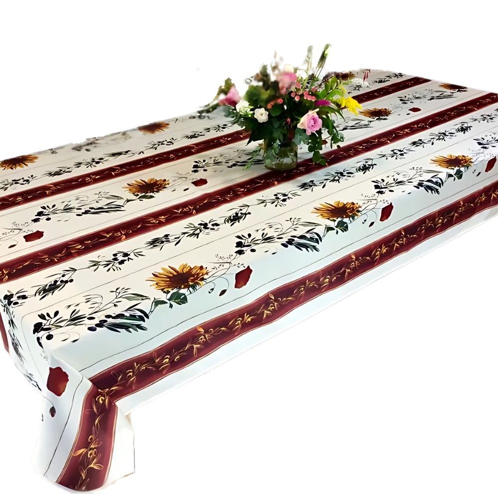 Nappe de Table Anti-Tâches Motif Terracotta Beige 100% Polyester