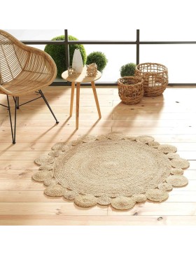 Tapis Rond 120 cm Jute Ajouré Cordou