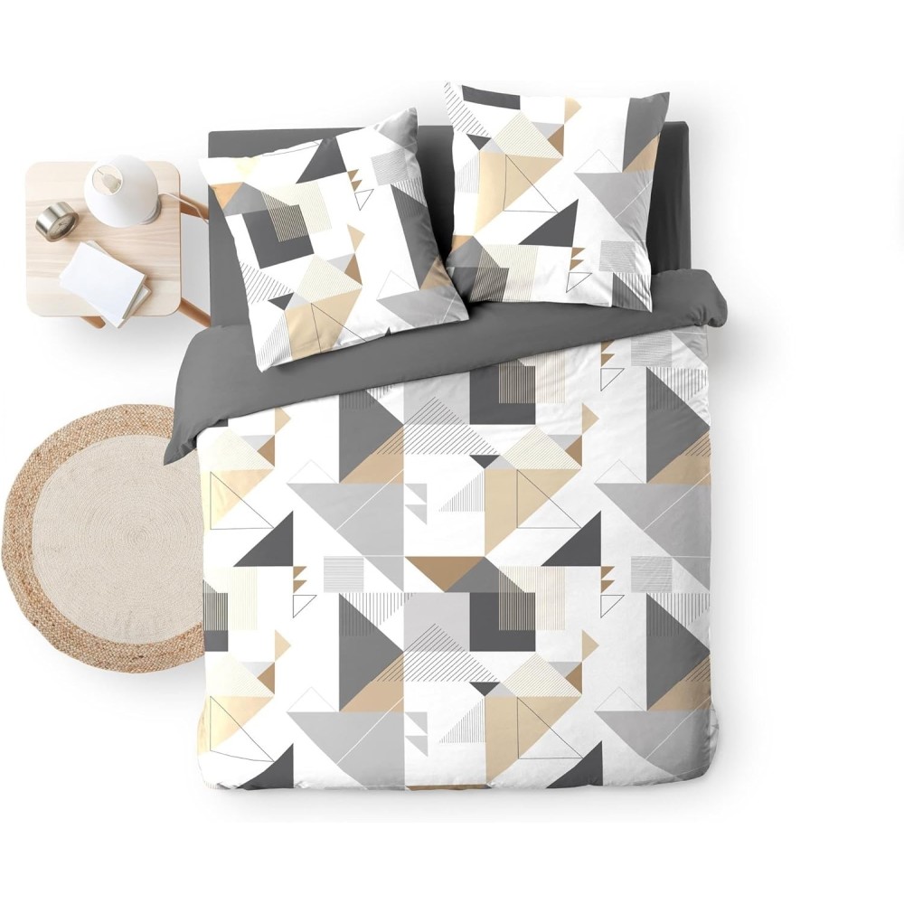 Parure Trigone - Microfibre Imprimée, Douce et Certifiée Oeko-Tex_