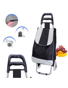 Chariot de Course, Caddie 2 Roues, Capacité de 30kg, 2 Roues, Chariot de Marché