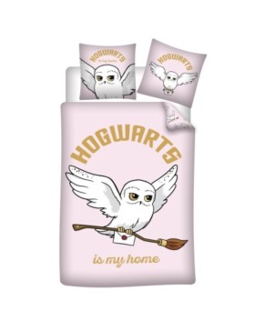 Parure de Lit Harry Potter – Edwige Rose – Housse de Couette + Taie d'oreiller 