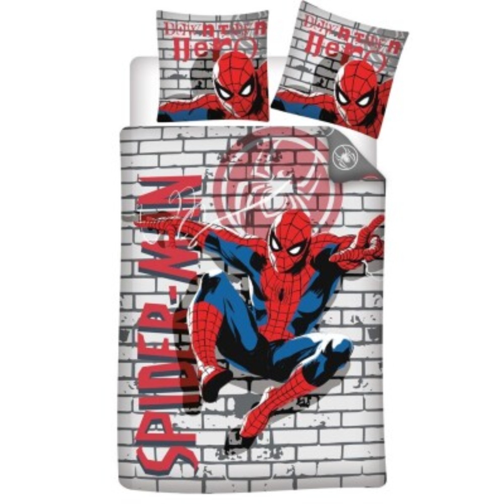 Parure de Lit Réversible Spider-Man Marvel Comics – Housse de Couette + Taie d’Oreiller