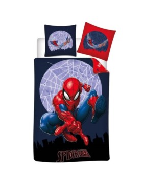 Parure de Lit Spider-Man – Housse de Couette 140x200 cm + Taie d'Oreiller 65x65 cm – Polycoton