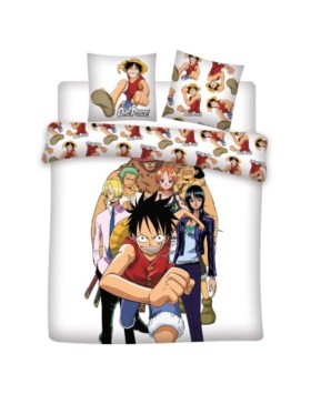 Parure de Lit One Piece – Équipage de Luffy – Housse de Couette + 2 Taies d'Oreiller