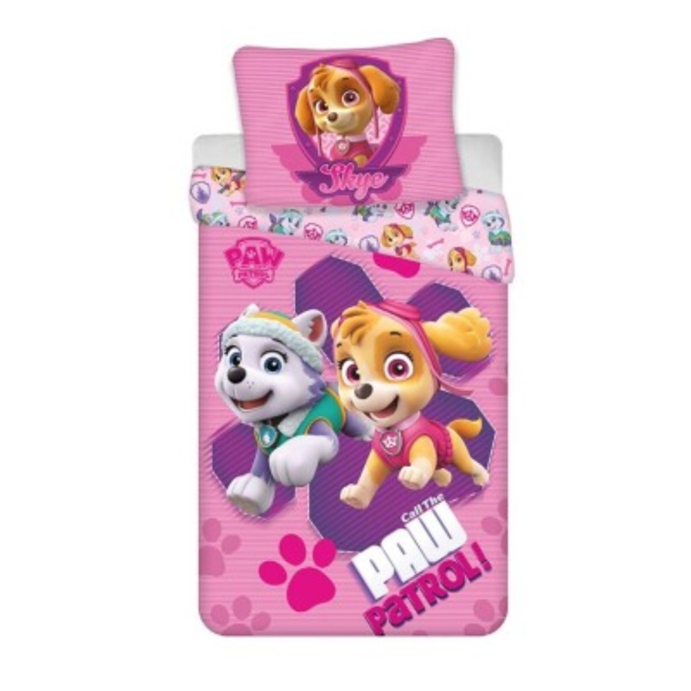 Parure de Lit Paw Patrol Skye – Housse de Couette 140x200 cm + Taie d'Oreiller – 100% Coton