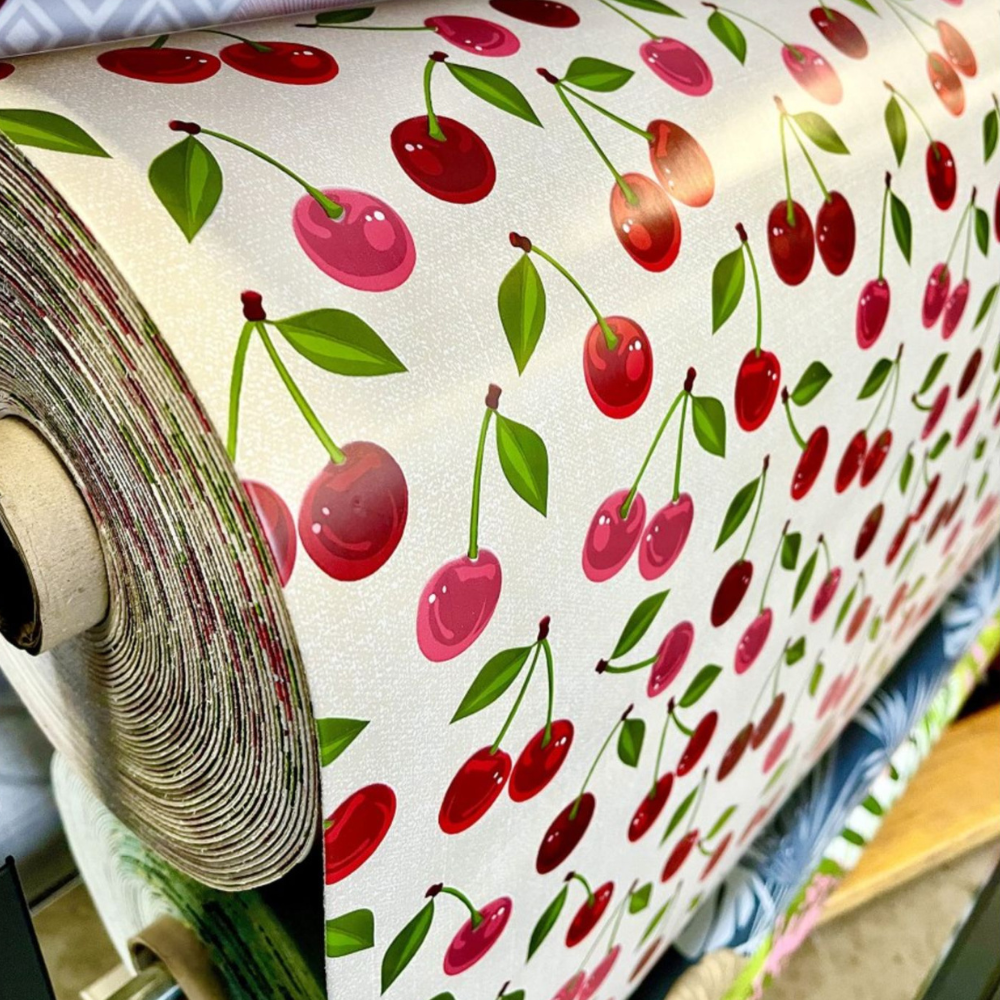 Nappe Bulgomme Imprimée Cerise - Au mètre