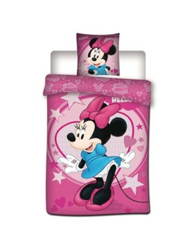 Parure de Lit Disney Minnie – Housse de Couette Réversible + Taie d'oreiller