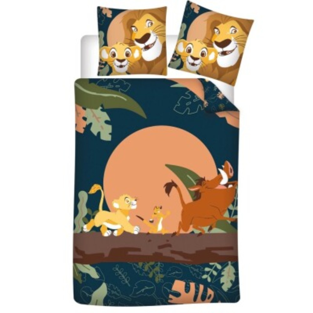 Parure de Lit Disney Le Roi Lion – Housse de Couette Réversible + Taie d'oreiller 65x65 cm