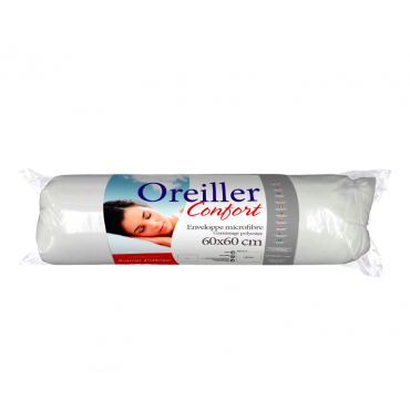 Lot de 2 Oreillers, Uni Confort, 60 X 60cm Garnissage Polyester