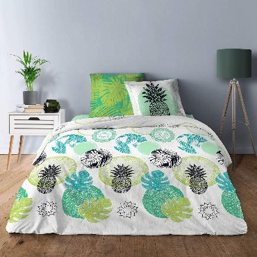 Parure de lit 3 pièces 260x240 cm Ananas Vert