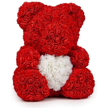 Ours en rose Rouge, cœur Blanc