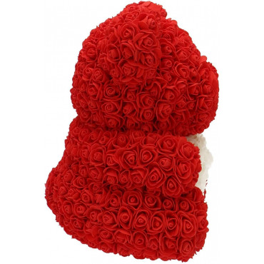 Ours en Rose avec Cœur dans sa boîte – H35cm